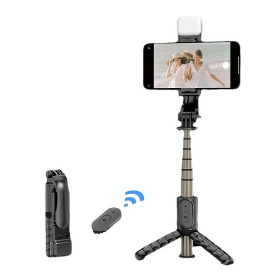 Mini Selfie Stick Selfie multifunzionale Bluetooth multifunzionale, specifica: Q10S 70 cm con luce di riempimento