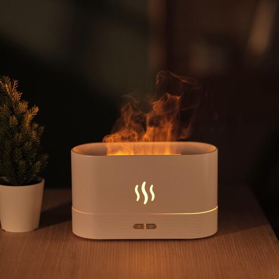 Umidificatore di luce notturna del diffusore dell'aroma della fiamma (bianco)