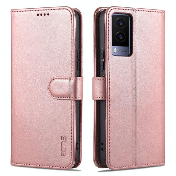 Per vivo y71t / v21e 5g Azns pelle sensazione di texture in vitello trama orizzontale flip custodia in pelle flip (oro rosa)