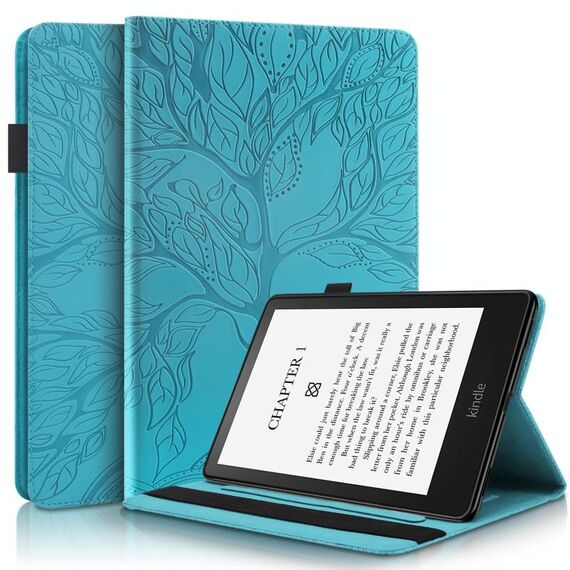 Per Amazon Kindle Paperwhite 5 2021 Life Tree Series Case in pelle in pelle (lago blu)