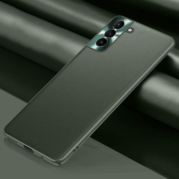 Custodia per telefono in pelle tinta unita per Samsung Galaxy S22 5G (verde)