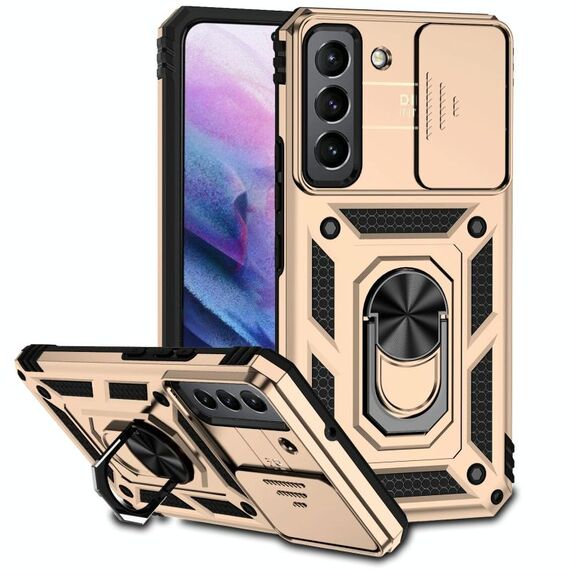 Per Samsung Galaxy S22 5G Sliding CAMShield Holder Holder Case (Gold)