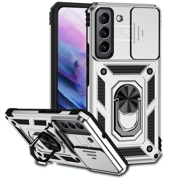 Per Samsung Galaxy S22 5G Sliding CAMSHIELD Holder Holder Case (Argento)