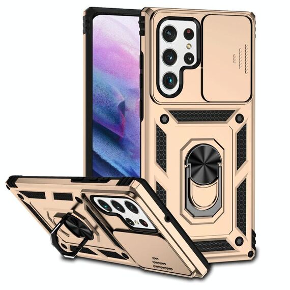 Per Samsung Galaxy S22 Ultra 5G Sliding Camshield Holder Holder Holder (Gold)