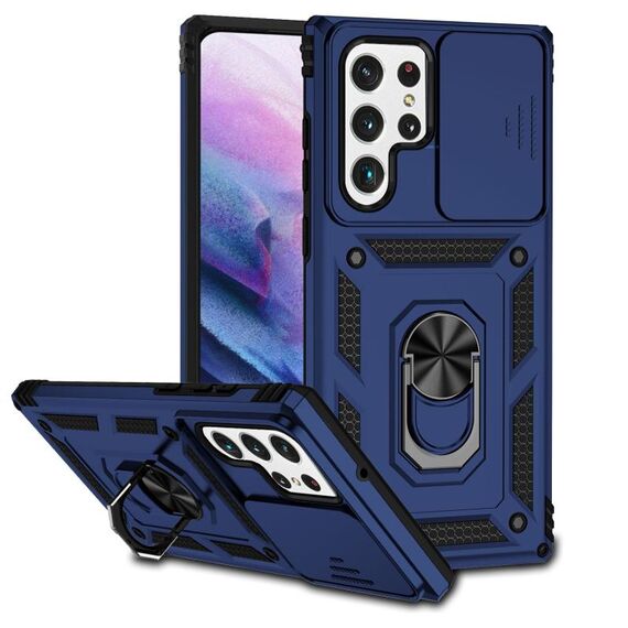 Per Samsung Galaxy S22 Ultra 5G Sliding CAMSHIELD Holder Holder Holder (Blue)