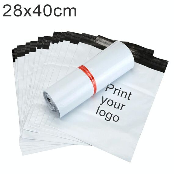 20000 PCS 28x40 cm Borse a corridoio di plastica spesso stampato con il tuo logo per prodotti Packaging & Shipment (bianco)