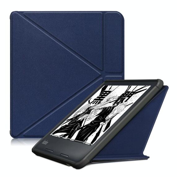 Custodia per tablet multi-pieghevole in pelle per KOBO Libra2 2021 (blu scuro)