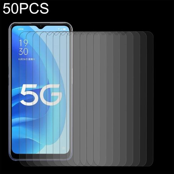 50 PCS 0.26mm Film in vetro temperato 9h 2.5D per OPPO A55S 5G