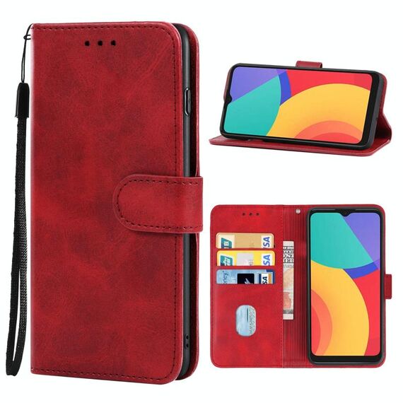 Cassa del telefono in pelle per Alcatel 3L 2021 / 1S 2021 / Vodafone Smart V12 (rosso)
