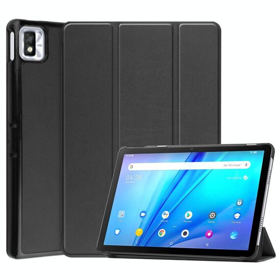 Per TCL Tab 10s Tre-Pieghevole Tre-Pieghevole Custer Texture in pelle Tablet Case (Nero)