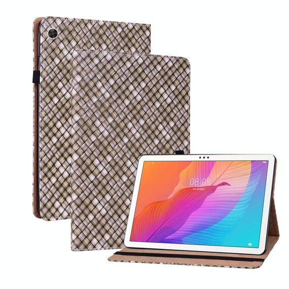 Per Huawei Matepad T 10s / Gustare Tablet 2 Custodia per tablet in pelle per tessitura a colori con supporto (Brown)
