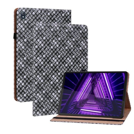 Per Lenovo Tab K10 Color Weave in pelle custodia in pelle con supporto (nero)