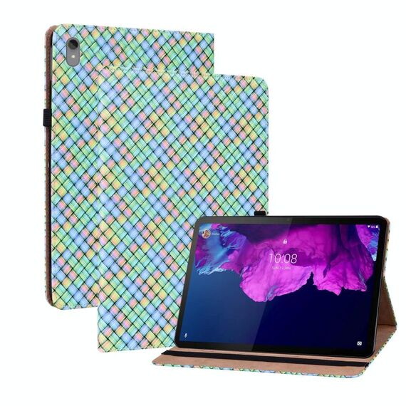 Per Lenovo Tab P11 TB-J606F Custodia per tablet in pelle con tessere con supporto (arcobaleno)