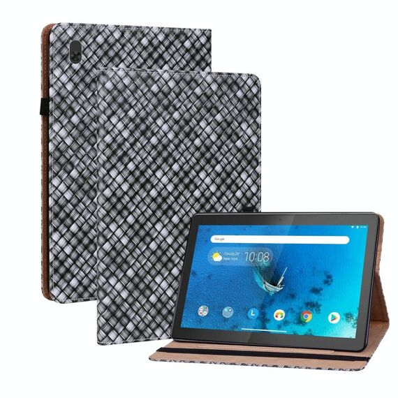 Per Lenovo Tab M10 TB-X605L Custodia per tavoletta in pelle con tessitura a colori con supporto (nero)