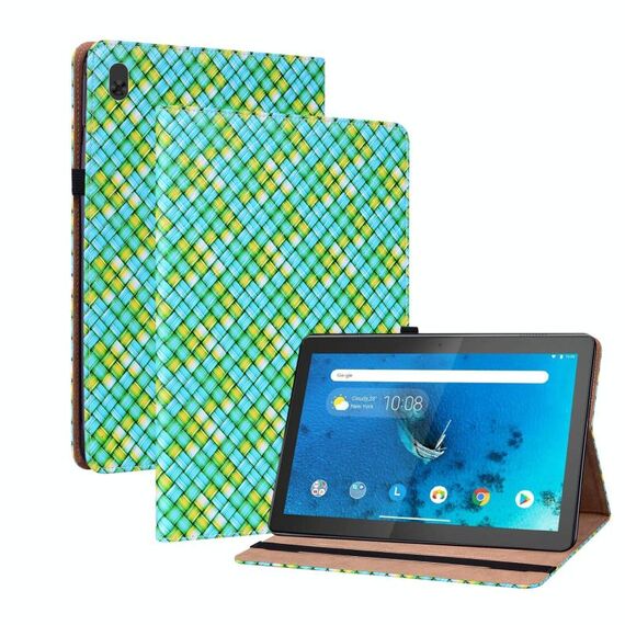 Per Lenovo Tab M10 TB-X605L Custodia per tablet in pelle con tessitura a colori con supporto (verde)