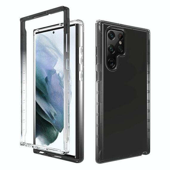 Per Samsung Galaxy S22 Ultra 5G Transparency PC a due colori PC + Cassa del telefono TPU (nero)