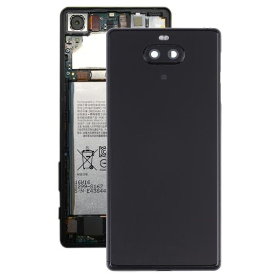 Per Sony Xperia 8 Cover posteriore della batteria con cornice centrale e copriobiettivo della fotocamera (nero)