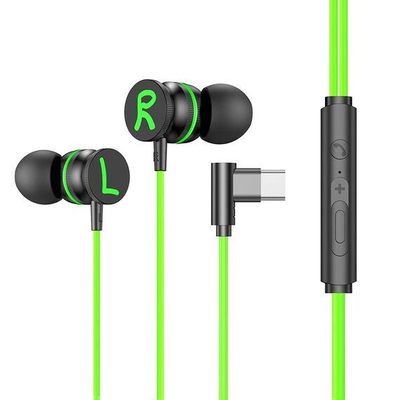 TS6600A USB-C / Type-C Ear Bass Control Game Earphone, Lunghezza del cavo: 1,2 m (verde)