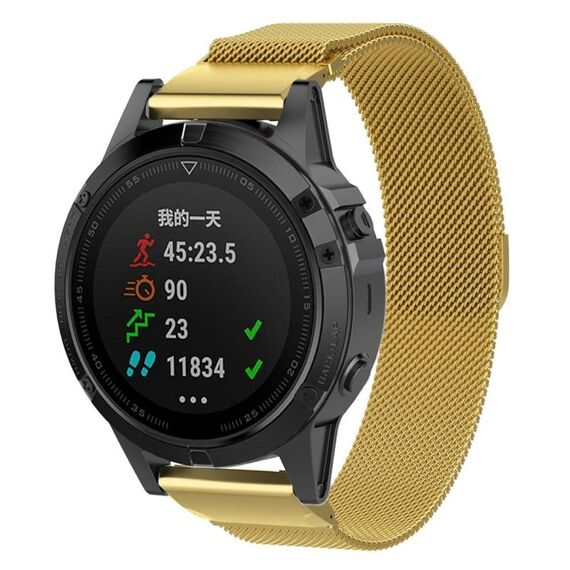 Per Garmin Fenix 7X Milanese Watch Band (Gold)