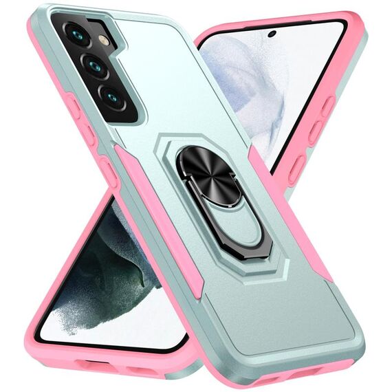 Per Samsung Galaxy S22 + 5G Pioneer Armor Heavy Duty PC + porta telefono TPU (verde + rosa)