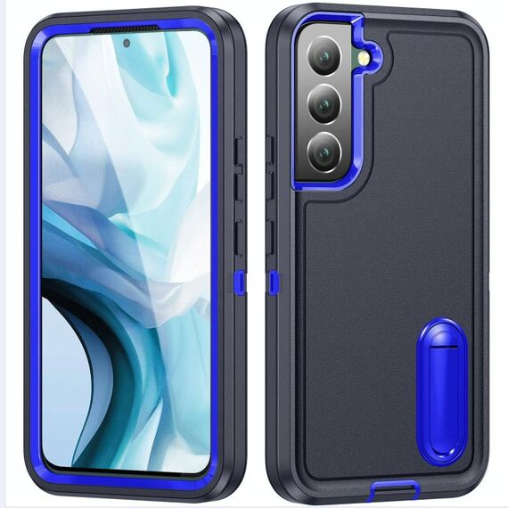 Per Samsung Galaxy S22 + 5G 3 in 1 custodia robusta del supporto robusta (blu scuro + zaffiro blu)
