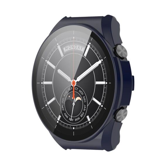 Per Xiaomi Watch S1 PC + cassa di protezione completamente chiusa a film temprato (blu)