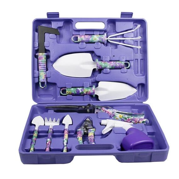 YL025 Set utensili per giardinaggio in vaso, specifica: 10 pz / set (viola)