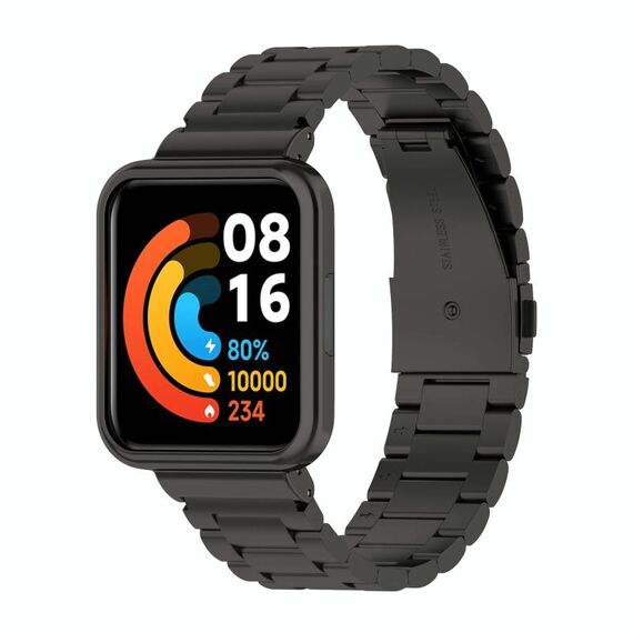 Banda per orologi in acciaio a tre perline per Xiaomi Redmi Watch 2 Lite International Version (nero)