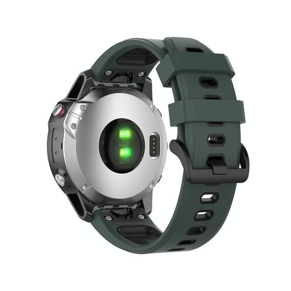 Banda di orologi in silicone a due colori a rilascio rapido da 22 mm per Garmin Fenix 7 / Epix (Olive Green Black)