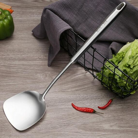 304 Attrezzatura da cucina in acciaio inox Attrezzatura addensata Maniglia cappottabile strumento di cottura, Stile: Spatola