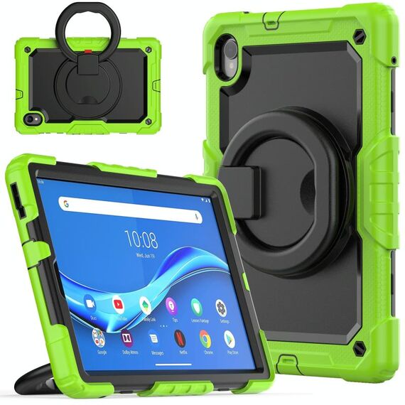 Per Lenovo M10 Plus X606F Silicone + PC porta tablet Case (giallo verde + nero)