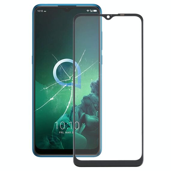 Per Alcatel 3x (2019) 5048 5048U 5048Y Lente in vetro esterno dello schermo anteriore (nero)