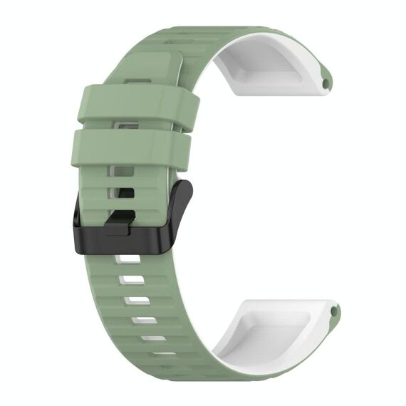Per Garmin Fenix 7x 26mm Silicone Cinturino in silicone con cinturino in silicone (verde chiaro + bianco)