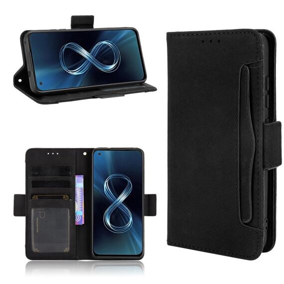 Per Asus Zenfone 8 / 8z Sensazione della pelle Cassa del telefono del cuoio del modello del vitello (nero)