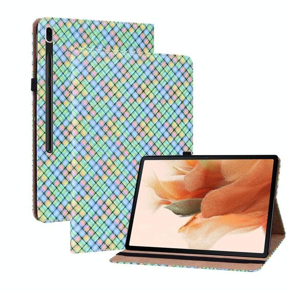 Per Samsung Galaxy Tab S8 + / TAB S7 + Color Weave Texve Texture Caso compressa in pelle flip con supporto (arcobaleno)