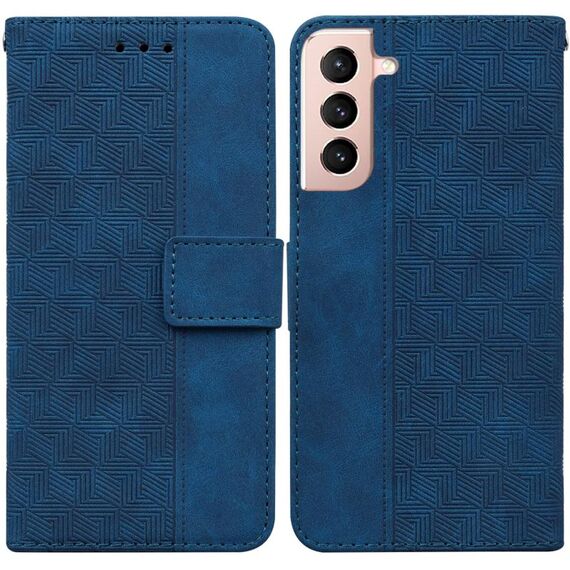 Per Samsung Galaxy S22 + 5G Cassa del telefono in pelle in rilievo geometrica (blu)