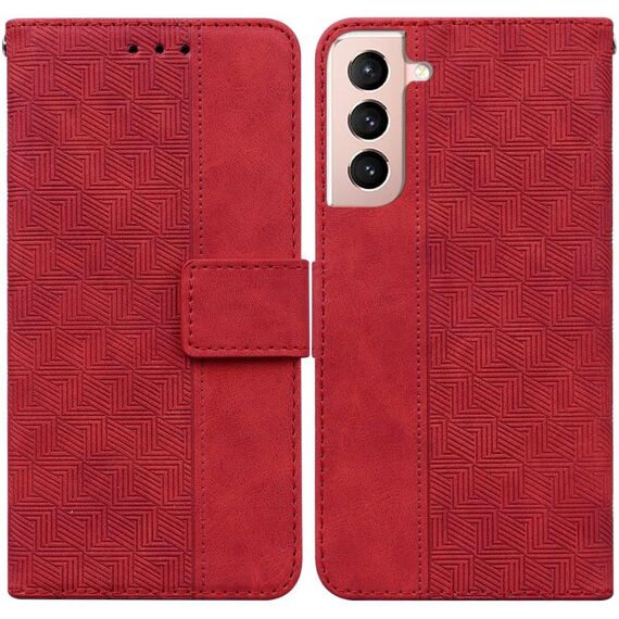 Per Samsung Galaxy S22 + 5G Custodia in pelle goffrata geometrica (rossa)