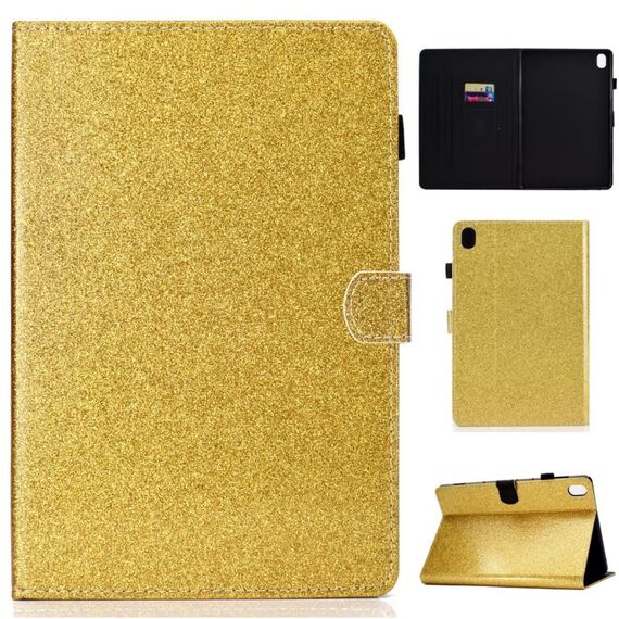 Per Huawei MediaPad M6 8.4 Custodia in pelle con flip orizzontale in polvere glitterata con supporto e slot per scheda (oro)