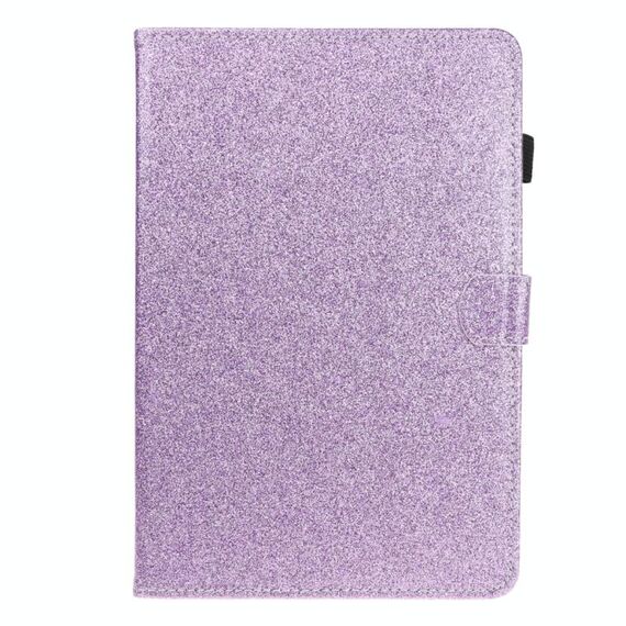 Per Huawei MediaPad T5 Custodia in pelle a vibrazione orizzontale con polvere glitterata verniciata con supporto e slot per scheda (viola)
