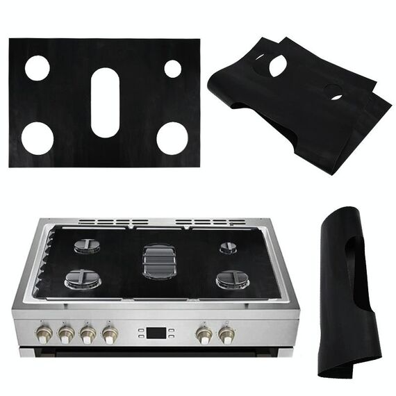 Gas Stove 5-hole Oil-proof Pad Teflon Protective Cover Anti-dirty Pad, Size: 0.3mm(Black)