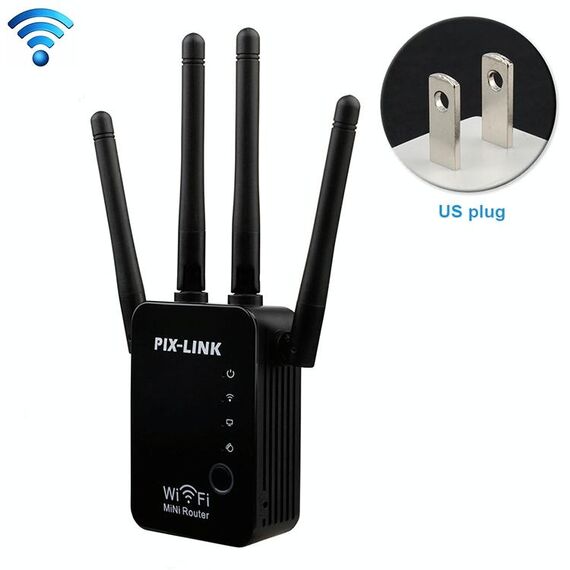 Ripetitore Wireless Smart WiFi Router con 4 Antenne WiFi, Specifiche Spina: Spina USA (Nera)