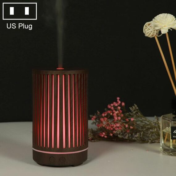 200ml Hollow-out Forest Pattern Macchina per aromaterapia con olio essenziale in legno Umidificatore ad ultrasuoni Spruzzatore automatico di alcol, Spina Specifica: spina americana (Marrone scuro-2)