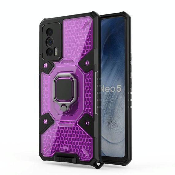 Per vivo Iqoo Neo5 Space PC + custodia protettiva per anello in TPU (viola)