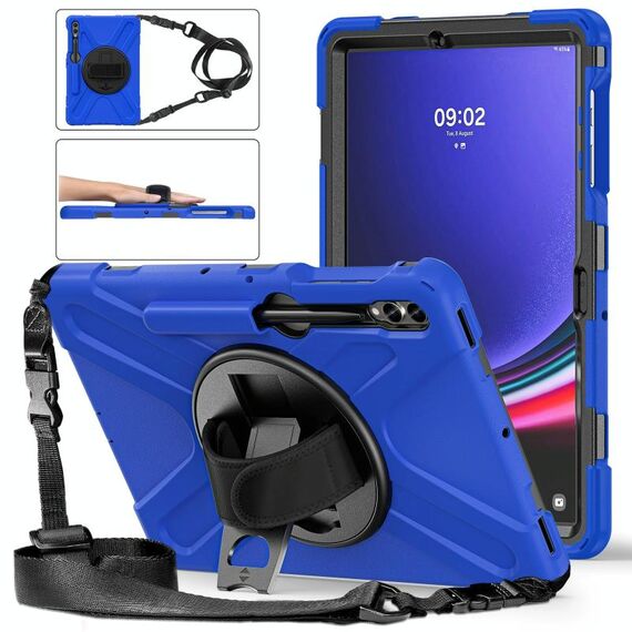 Per Samsung Galaxy Tab S7 FE 5G 12.4 T730 Custodia protettiva in silicone + PC con supporto e tracolla (blu)