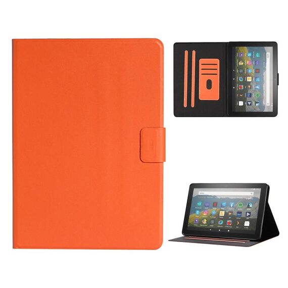 Per Amazon Fire HD 10 (2021) Custodia in pelle flip orizzontale colore puro con slot per schede e supporto e supporto / funzione di sveglia (arancione)