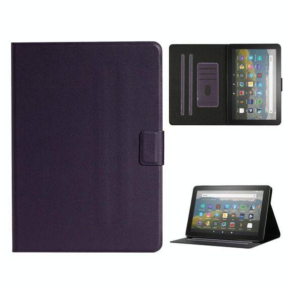 Per Amazon Fire HD 10 (2021) Custodia in pelle orizzontale a colori puro con slot per schede e supporto e supporto / funzione di sveglia (viola)