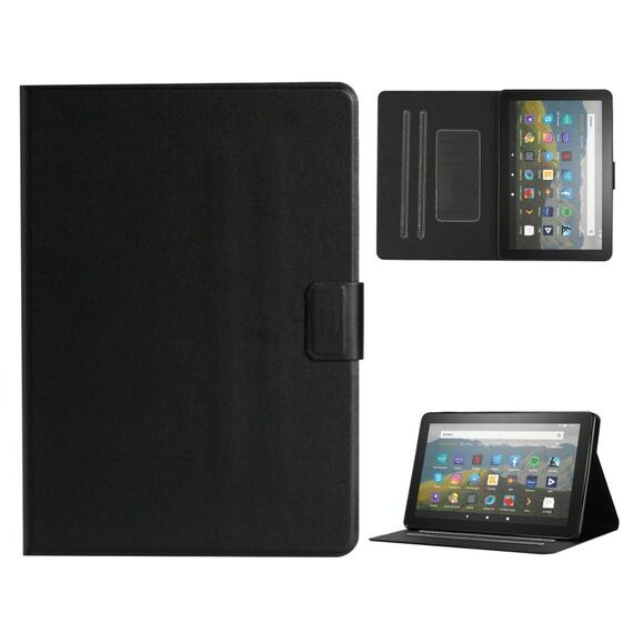 Per Amazon Fire HD 10 (2021) Custodia in pelle flip orizzontale colore puro con slot per schede e supporto e supporto / funzione di sveglia (nero)