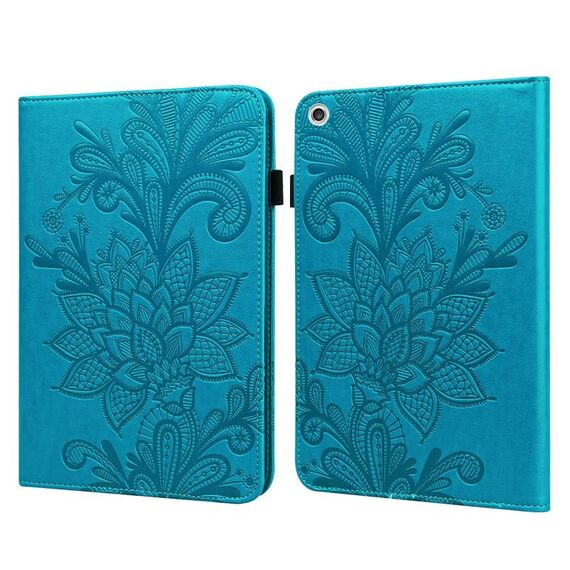 Per Lenovo M10 FHD Rel Flower Flower Pattern Growding Caso in pelle flip orizzontale con supporto e carte Slot & Portafoglio e cornice fotografica (blu)