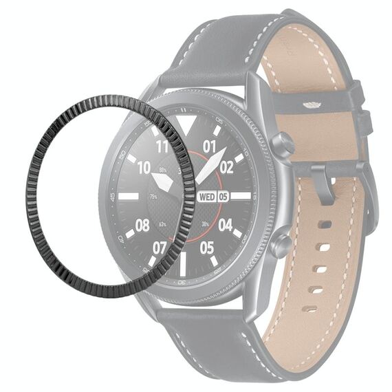 Per Samsung Galaxy Watch 3 41mm Smart watch wave texture ring anello (nero)