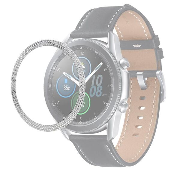 Per Samsung Galaxy Watch 3 45mm Smart Watch Rhombus Texture Cornicella anello (argento)